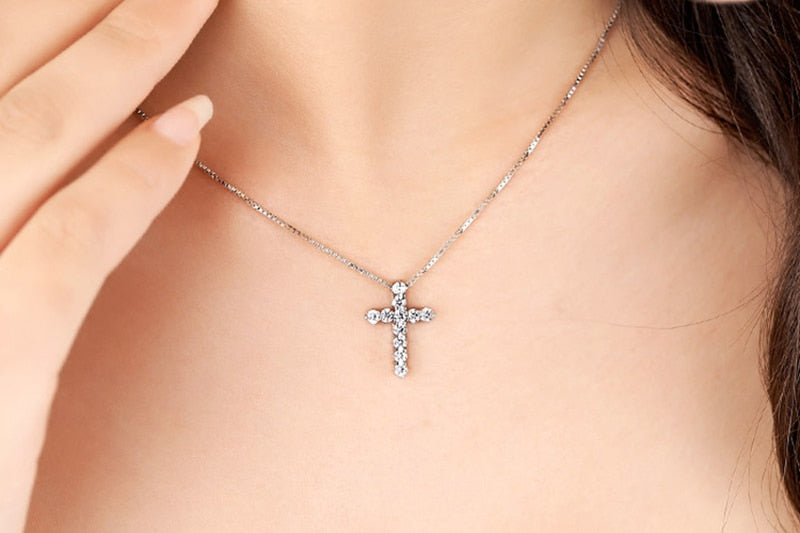 Cubic Zircon Cross Pendant Necklace