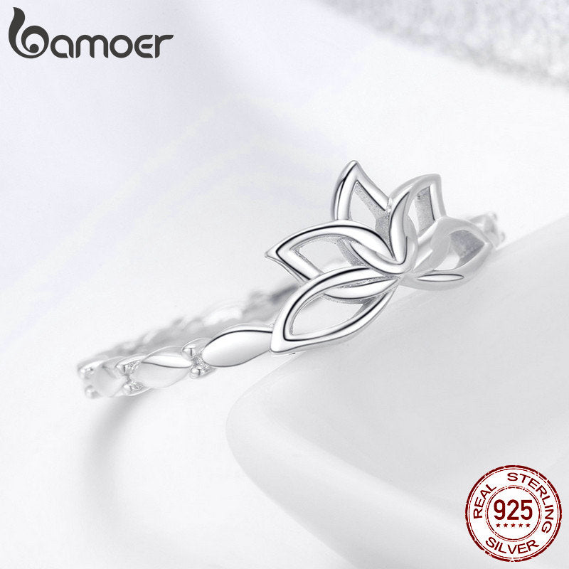 925 Sterling Silver Elegant Lotus Necklace Jewelry Set