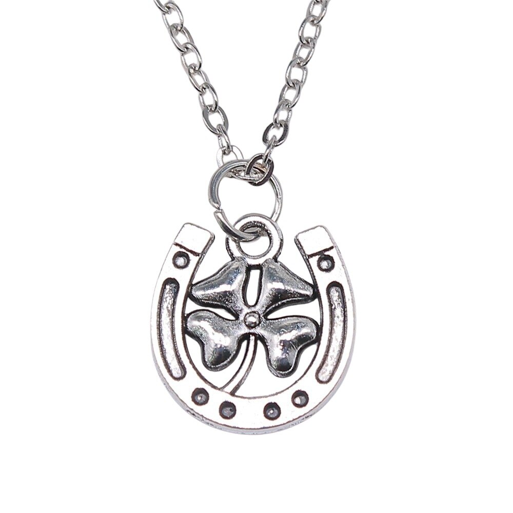 Silver Lucky Clover Horse Shoe Pendant