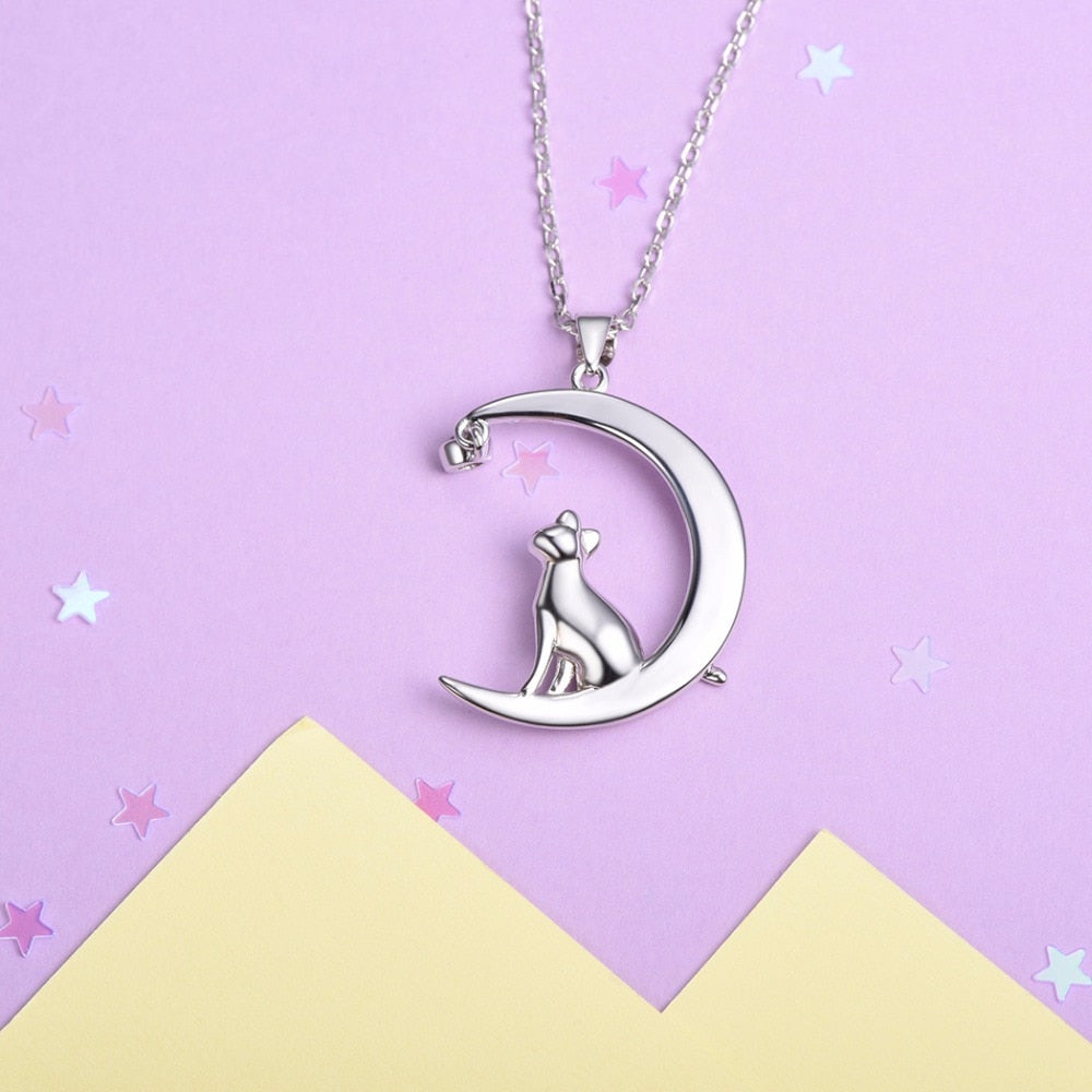 925 Sterling Silver Cat Moon