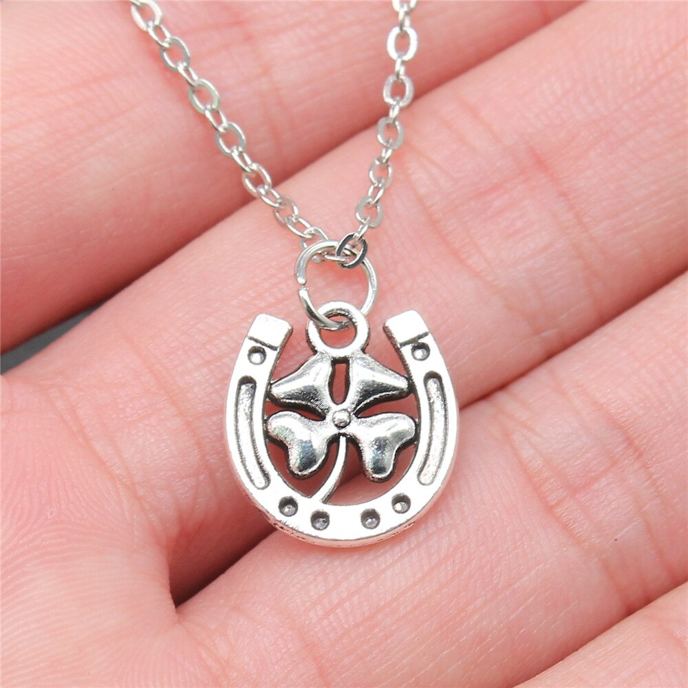 Silver Lucky Clover Horse Shoe Pendant