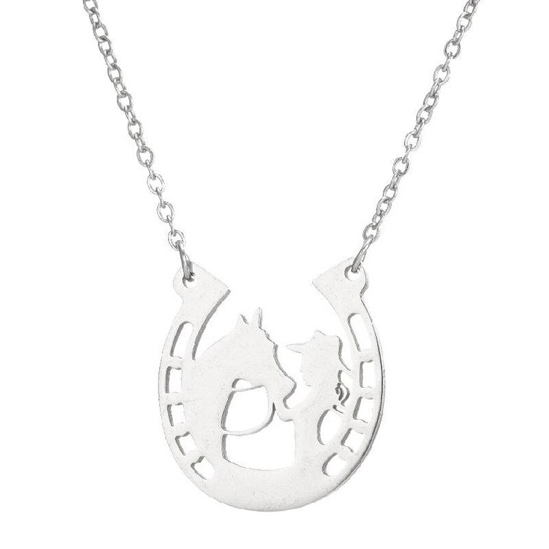 Lucky cowgirl horse necklace