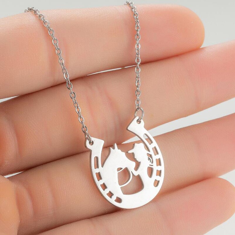 Lucky cowgirl horse necklace