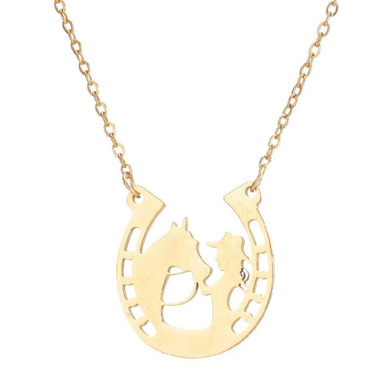 Lucky cowgirl horse necklace
