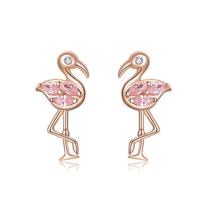 Flamingo stud earrings sterling silver