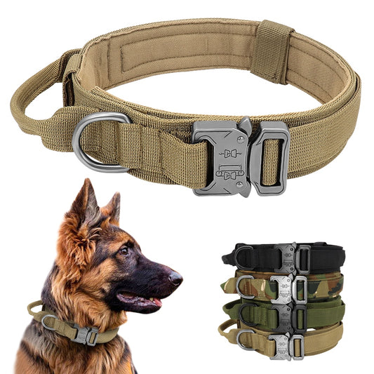 Tactical Dog Collar With Handle Durable Military Nylon