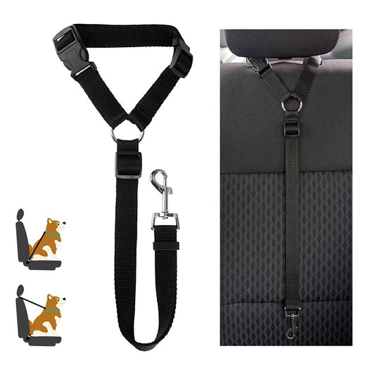 Two-in-one Nylon Adjustable Dogs Harness Collar and Car Seat Belt Leash