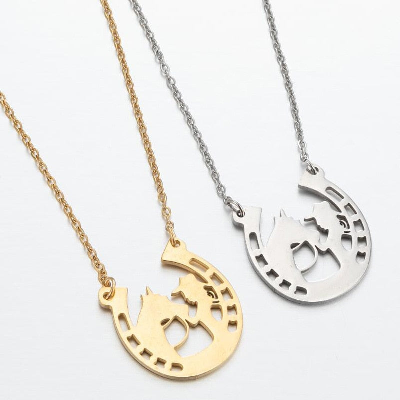 Lucky cowgirl horse necklace