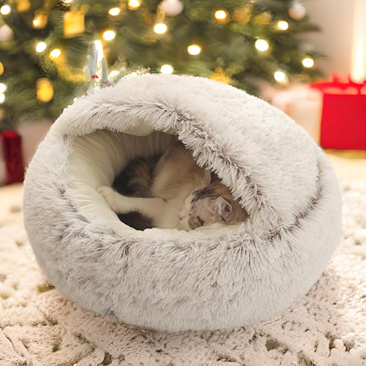 Round, Soft and Plush Cat and Dog Bed For Small Dogs and Cats