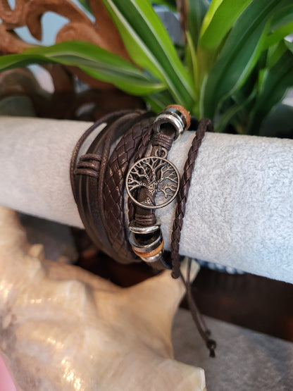 Braided Tree of Life in Espresso Bracelet set