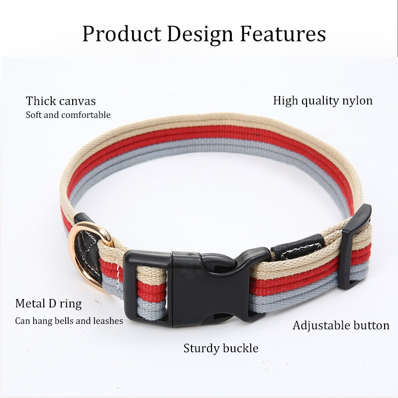 Thick, Adjustable, Canvas Pet Dog Leash and Collar