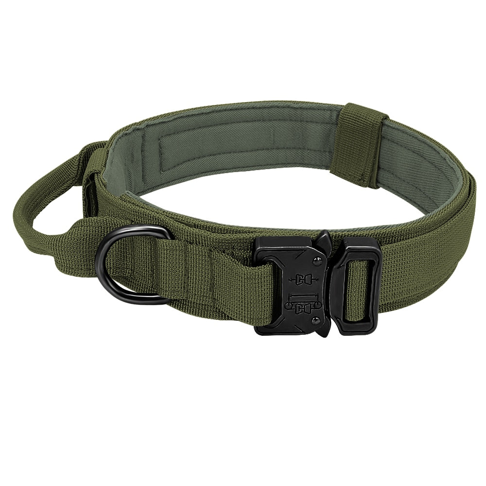 Tactical Dog Collar With Handle Durable Military Nylon