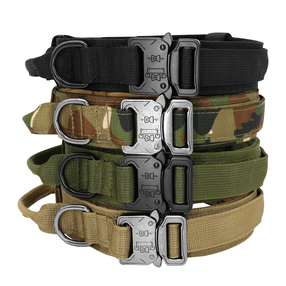 Tactical Dog Collar With Handle Durable Military Nylon