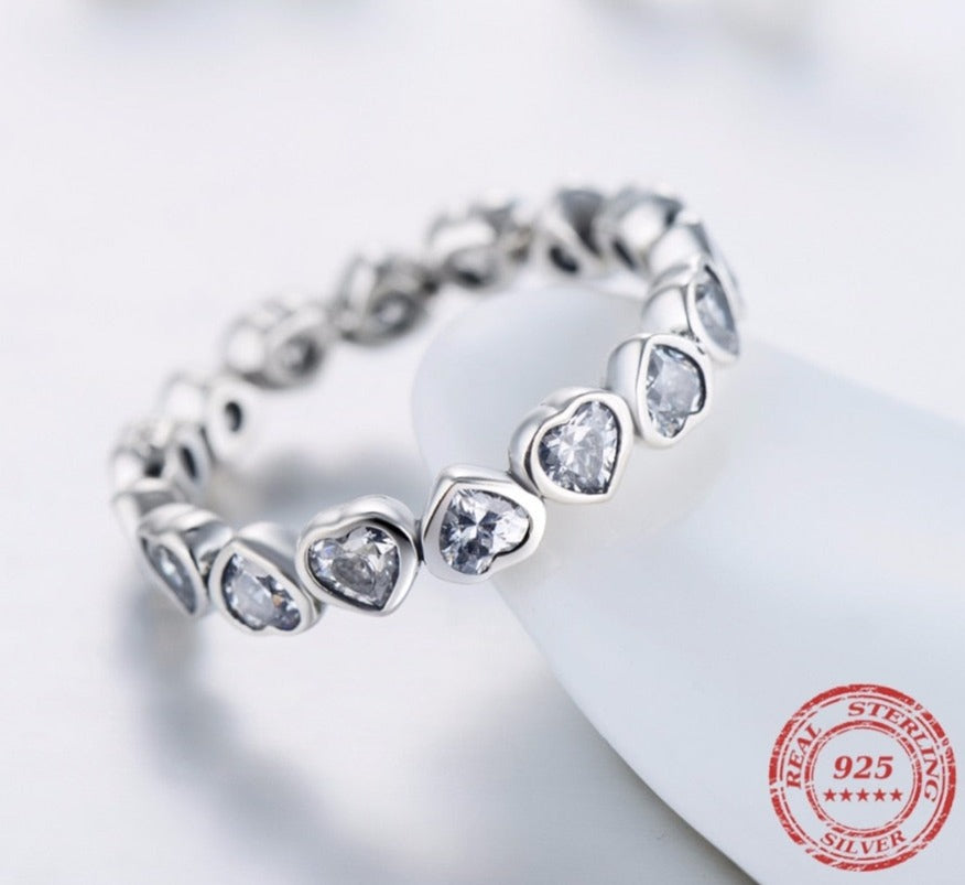 Infinite Hearts CZ ring 925 sterling silver