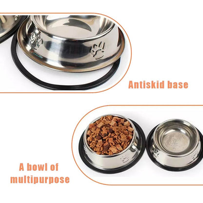 Set of 6 stainless steel pet bowls