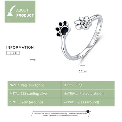 Dog paw silver ring