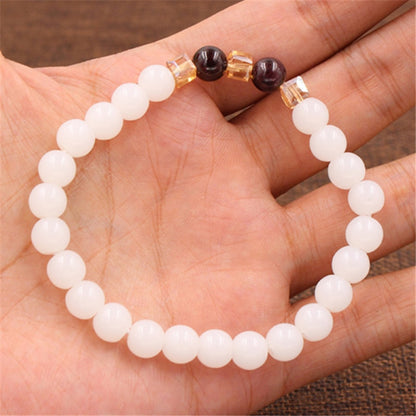 Top Natural White Chalcedony Garnet Bracelet Bangle For Women Jewelry Buddha Elastic Yoga Stone Bead Bracelet DropShipping