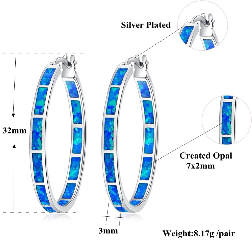 Blue seashell ear ring hoops