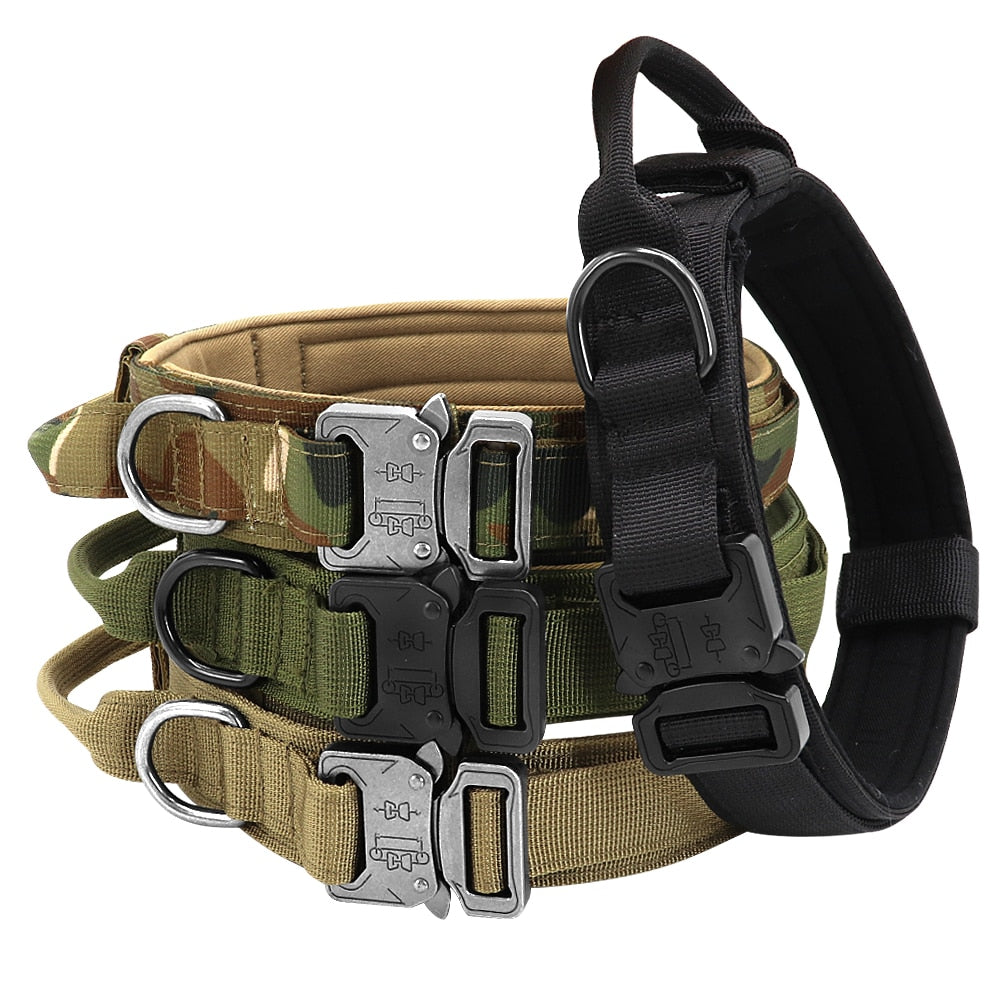 Tactical Dog Collar With Handle Durable Military Nylon