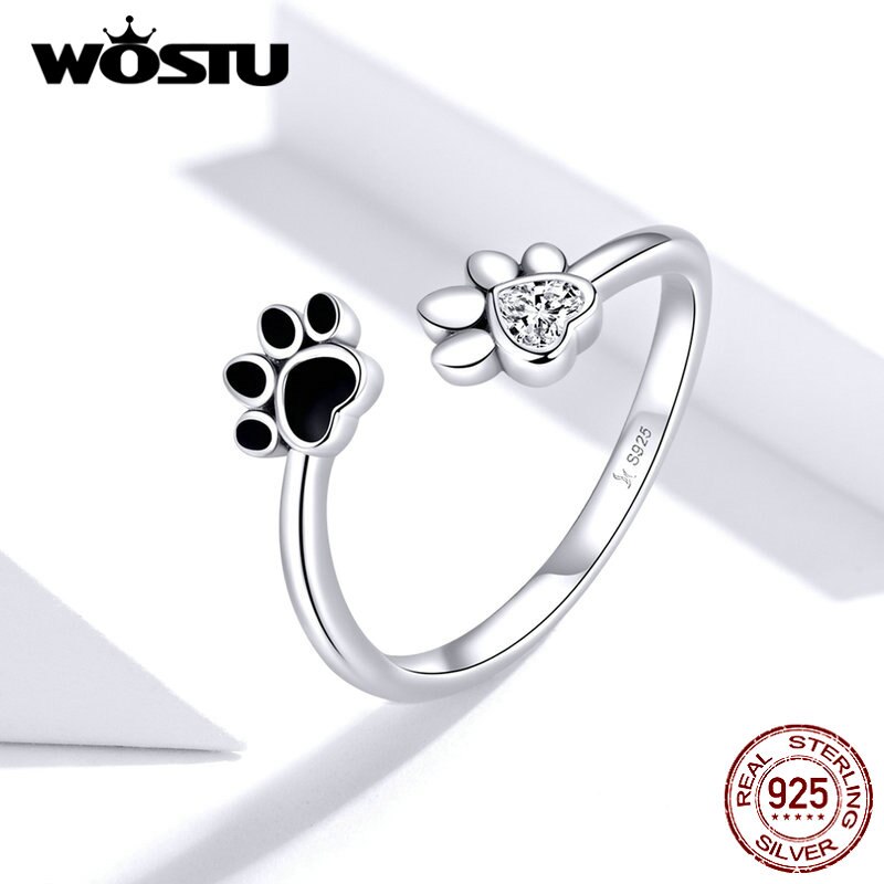 Dog paw silver ring