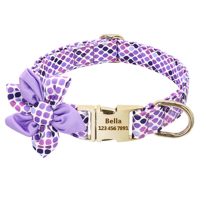 Custom engraved nylon print dog collar