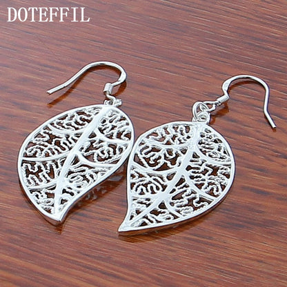 925 Sterling Silver Leaves Drop Earrings