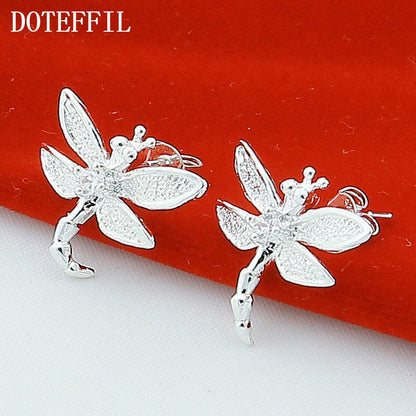 925 Sterling Silver Dragonfly Stud Earrings