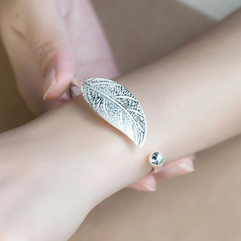 Open leaf cuff bracelet