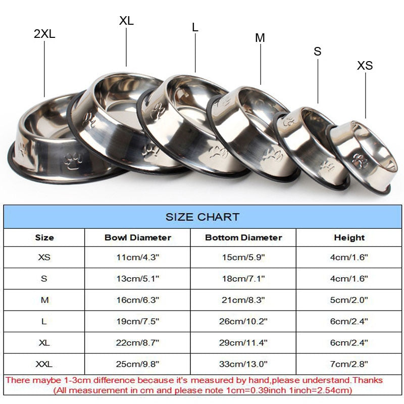 Set of 6 stainless steel pet bowls
