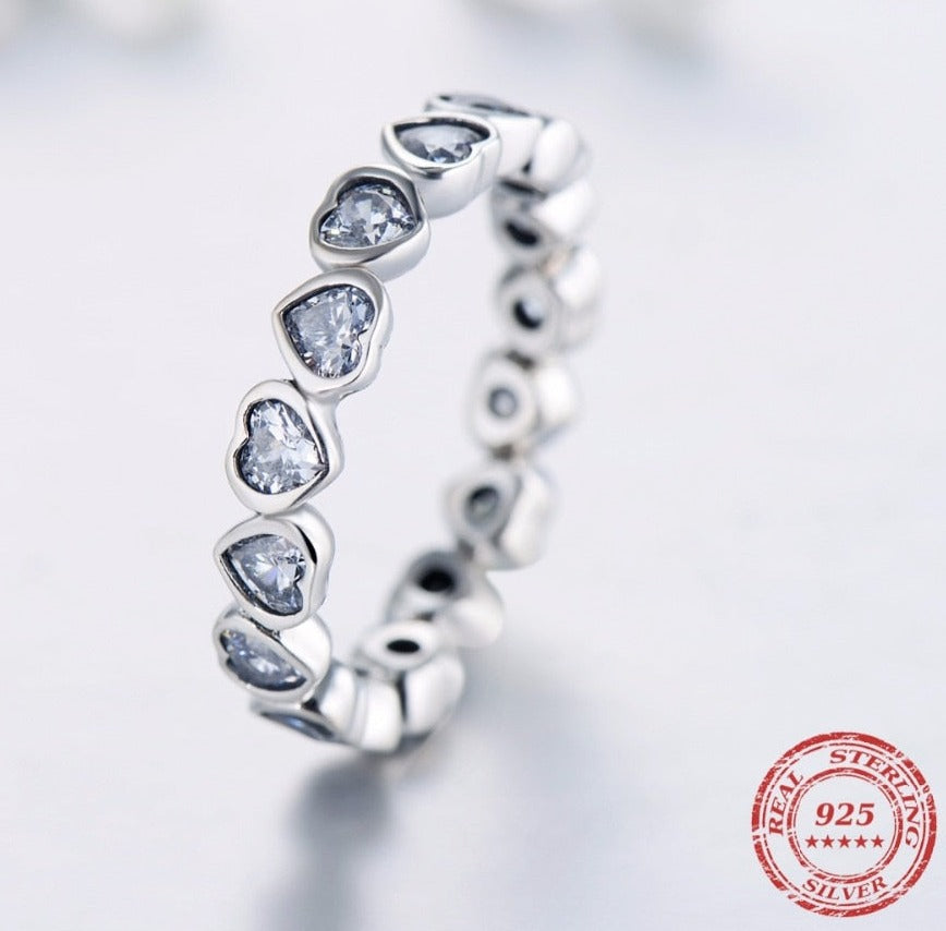 Infinite Hearts CZ ring 925 sterling silver