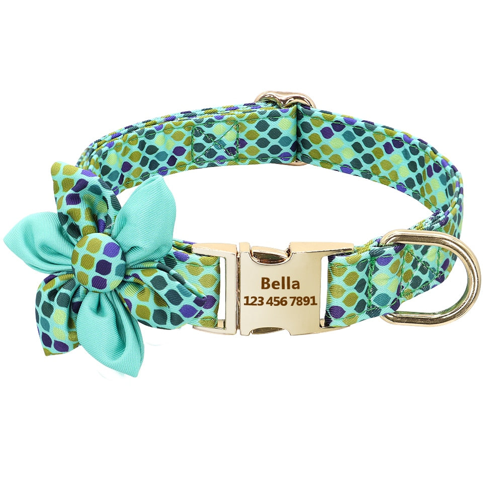 Custom engraved nylon print dog collar