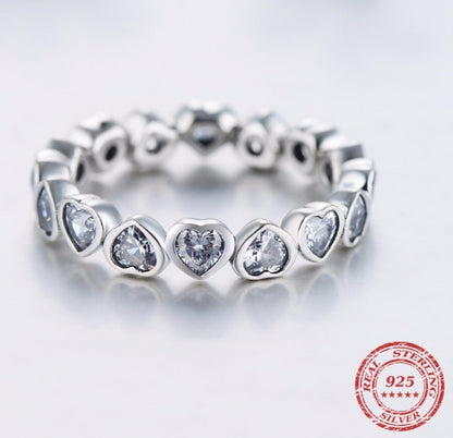 Infinite Hearts CZ ring 925 sterling silver