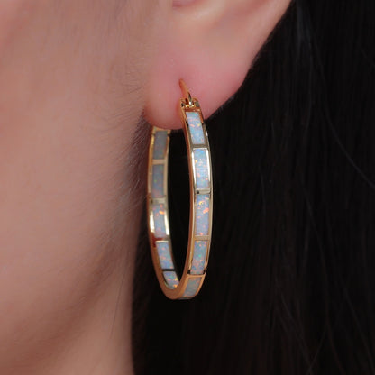 Blue seashell ear ring hoops