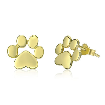 925 Sterling Silver paw prints Stud Earrings