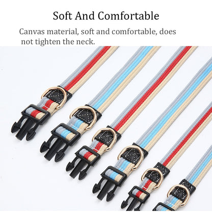 Thick, Adjustable, Canvas Pet Dog Leash and Collar