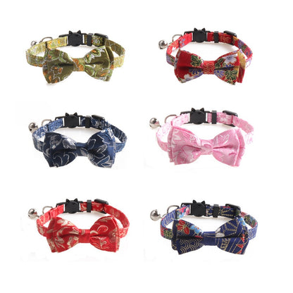 Retro Cat and Dog Collars with Cute Bowtie