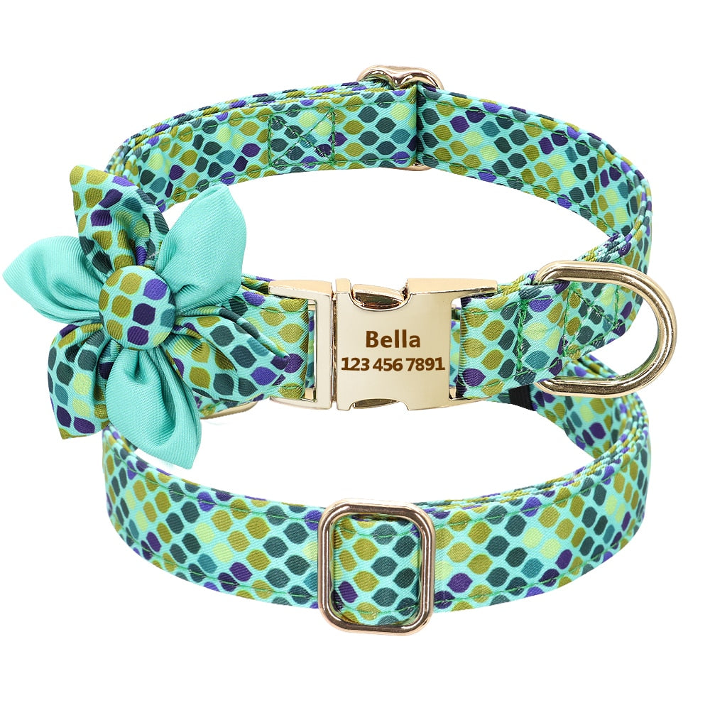 Custom engraved nylon print dog collar