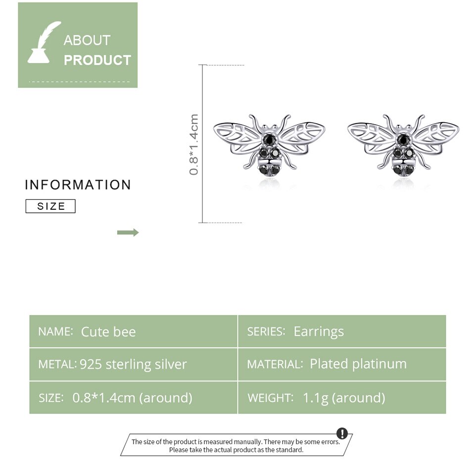 925 Silver Honey bee earrings