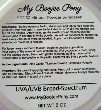 All natural SPF 50 Broad Spectrum, Dry Application, Mineral Powder sunscreen for Equine Set