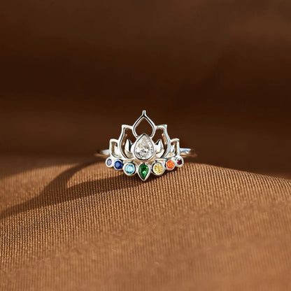 925 Sterling Silver Lotus Flower with stones