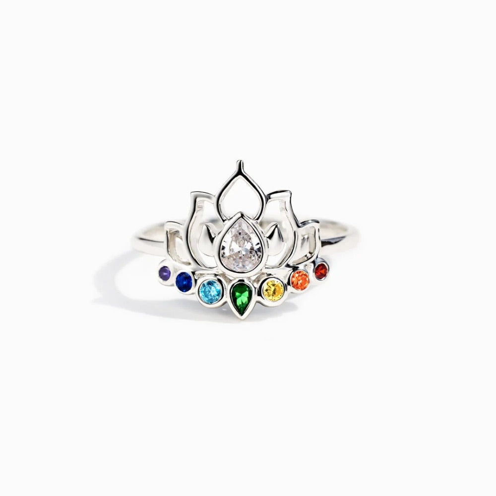 925 Sterling Silver Lotus Flower with stones