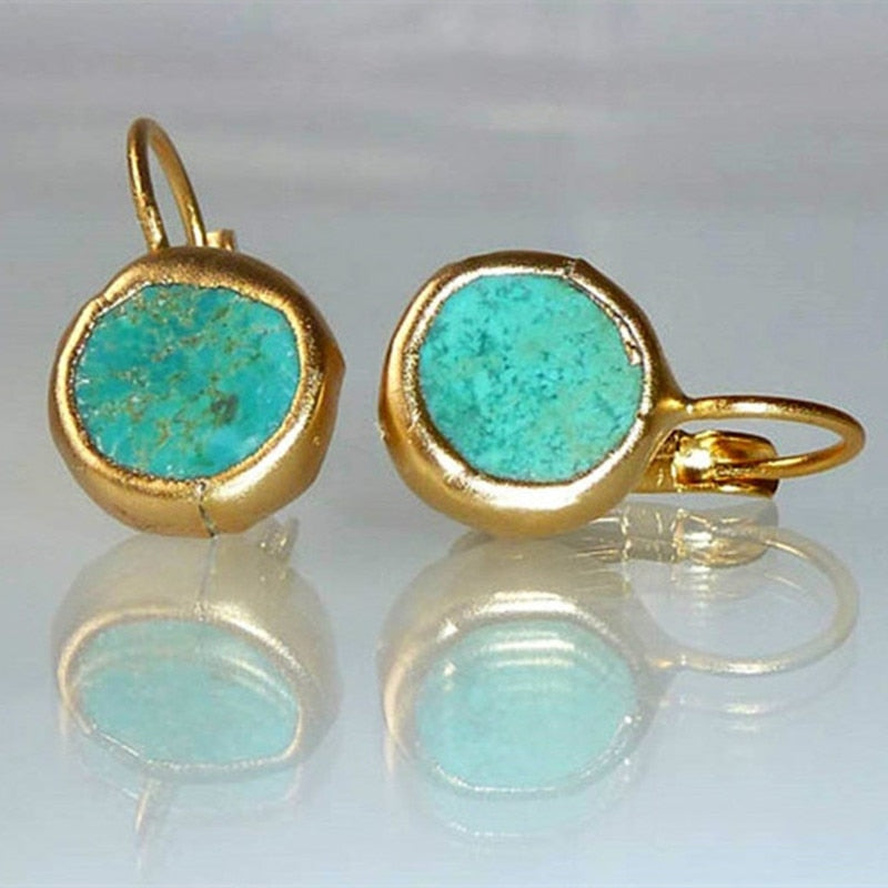 Boho chic earrings rustic, hippy, turquoise, stone