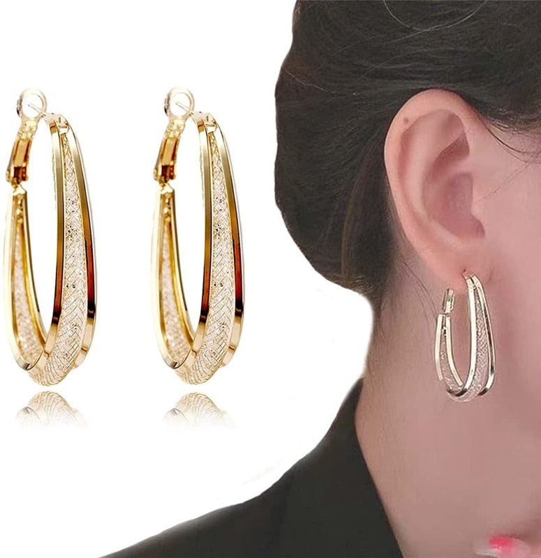 Zircon encrusted Hoops