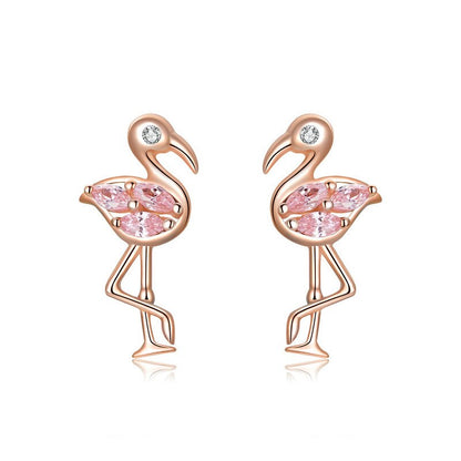 Flamingo stud earrings sterling silver