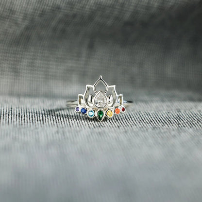 925 Sterling Silver Lotus Flower with stones