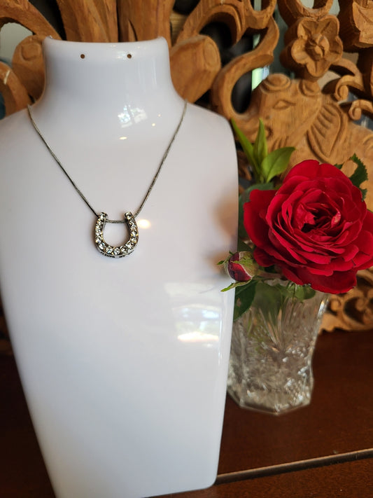 Smooth Chain Lucky Crystal Horseshoe Necklace for Her