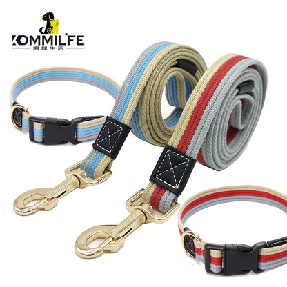 Thick, Adjustable, Canvas Pet Dog Leash and Collar