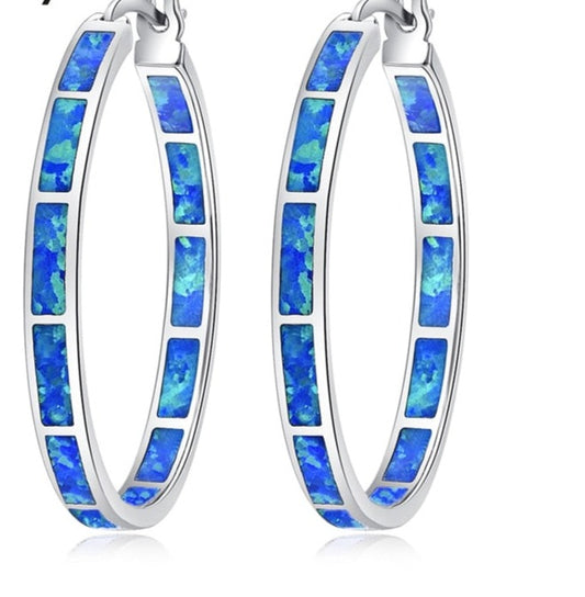 Blue seashell ear ring hoops