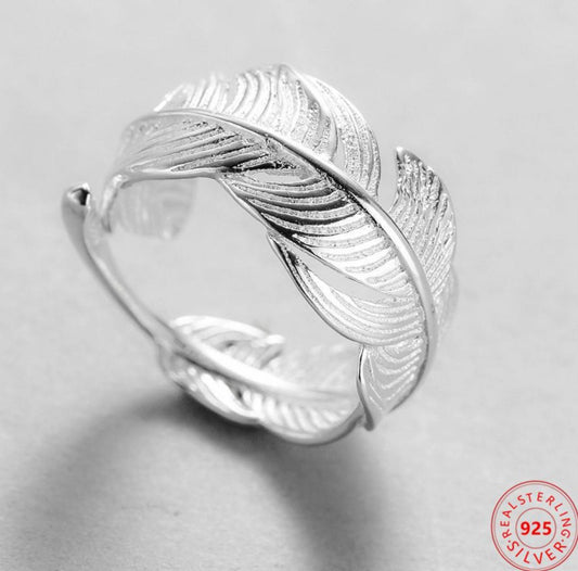 sterling silver feather ring