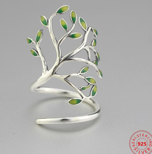 925 Sterling Silver Leaves ring